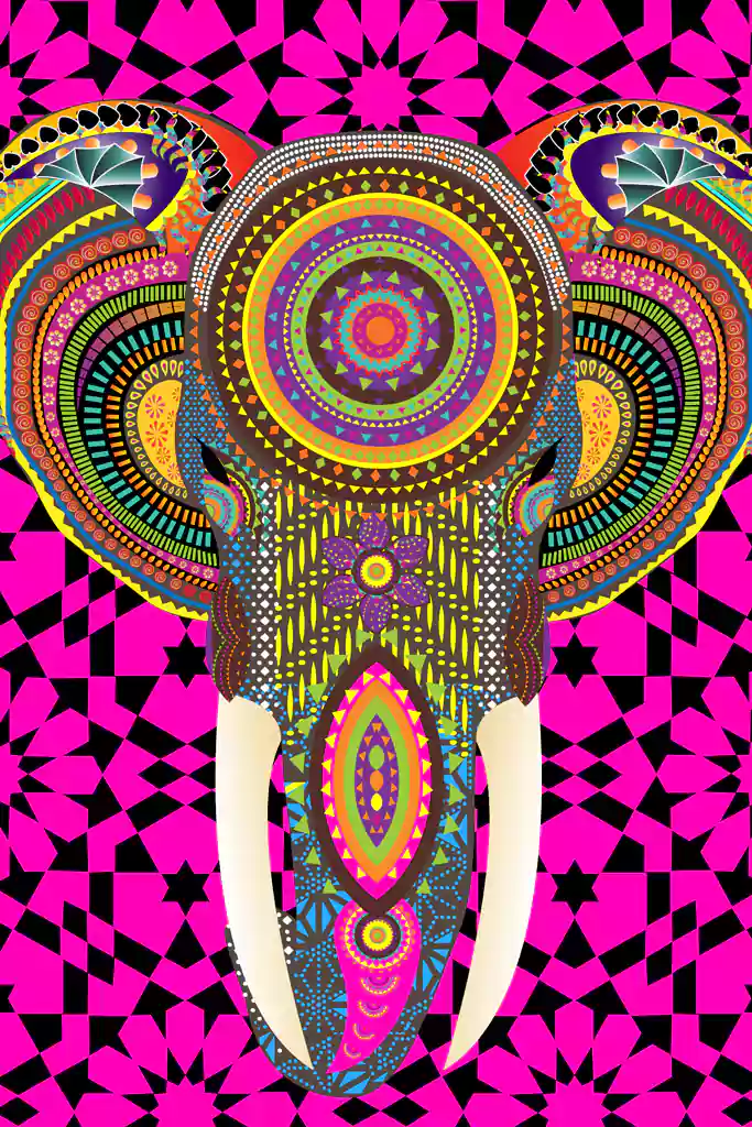 Elephant textile print inspired by Elephunk and Indian